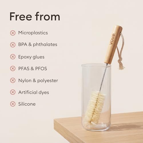 Vove Bottle Brush Set, 4 Natural Sisal Brushes, Bamboo Handles