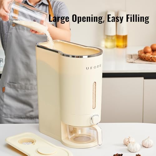 UFORU Rice Dispenser 23-25 LB,Airtight Rice Storage