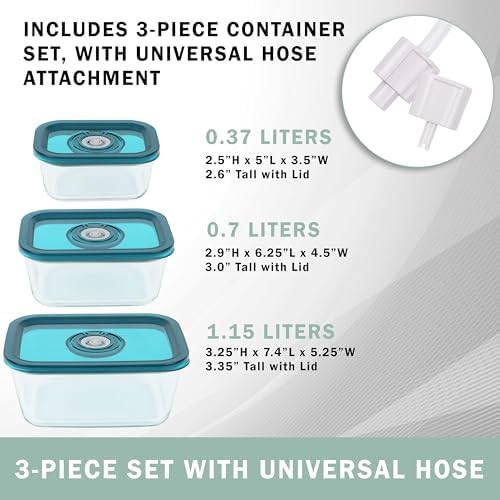 Avid Armor BPA-Free Borosilicate Glass Vacuum Containers, Set of 3