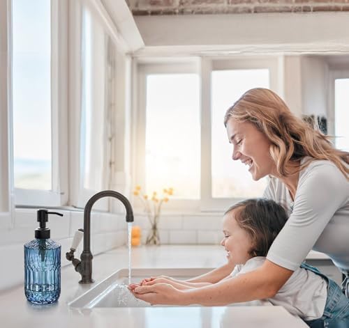 JASAI 18 Oz Blue Soap Dispenser with Black Pump