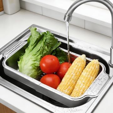 Extendable Colander 304 Stainless Steel Over Sink, 2 PCS