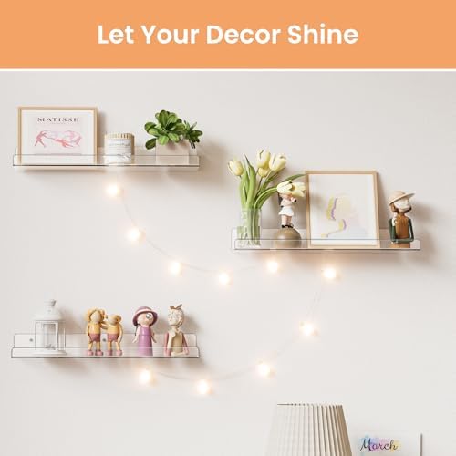 upsimples 4 Pcs 15" Acrylic Wall Shelves