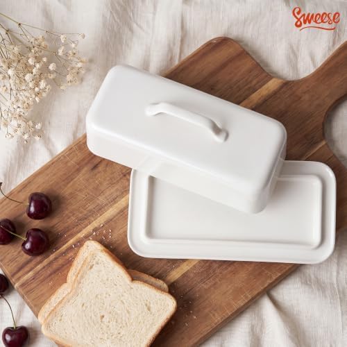 Sweese Ceramic Butter Dish with Lid for Countertop, 6.6“ Large Butter