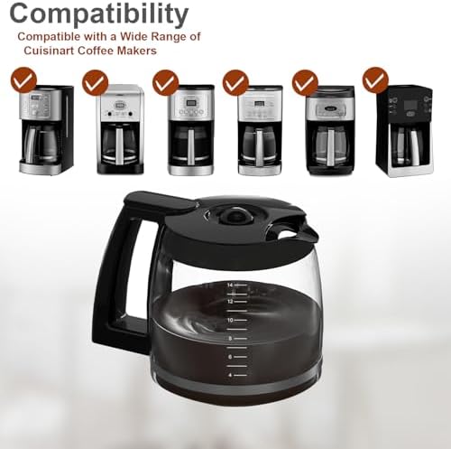 14-Cup Glass Carafe Replacement for Cuisinart Coffee Maker Models