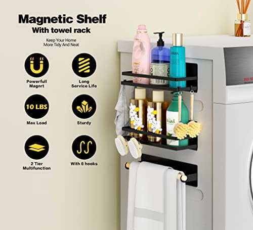 2-Pack Black Magnetic Spice Rack for Refrigerator