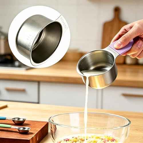 Stainless steel 304 measuring cup and spoon magnetic silicone handle, color, 15-piece set, measuring tools, 7 stainless steel measuring cups, 8 double-sided measuring spoons with scales