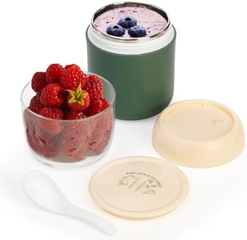 Eorbow 2 Pack Insulated Yogurt Container, 24oz Breakfast On the Go Cup