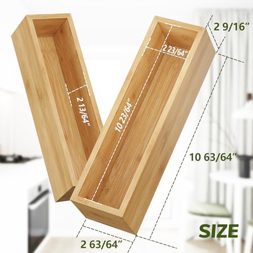 BAMEOS Bamboo Drawer Organizer, Set of 2