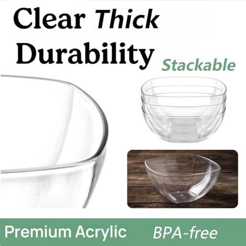 TOPZEA Set of 3 Clear Plastic Serving Bowls for Party, 94oz Acrylic