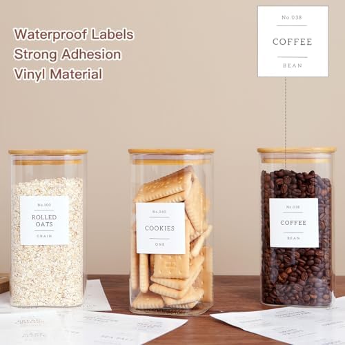 CZZGSM 3 Pack Square Glass Kitchen Storage Jars with Airtight Bamboo