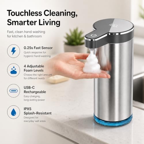 Automatic Foaming Soap Dispenser(IPX5 Waterproof, 12oz/350ml