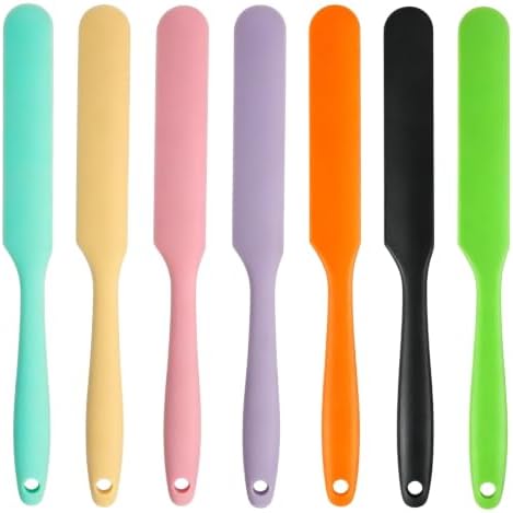 7 Pcs Silicone Jar Spatula Set, Sourdough Spatula, Long Handle Thin