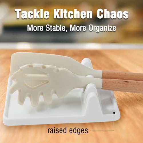 Ceramic Spoon Rest & Kitchen Utensil Rest, Heat-Resistant Drip Pad for