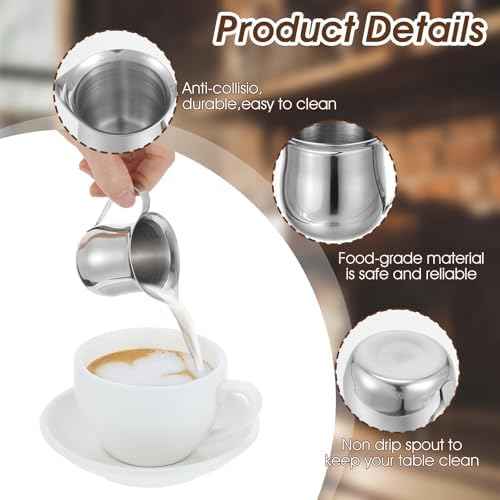 Molain 36 Pcs Stainless Steel Bell Creamers, 3 oz Mini Creamer Pitcher