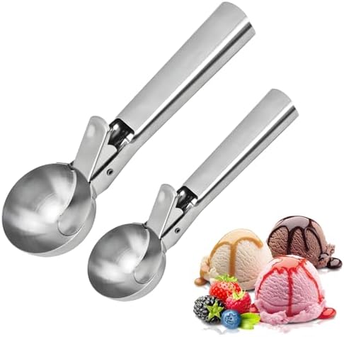 Ice Cream Scoop Set,2 Pcs Stainless Steel Ice Cream Scoop-With Release