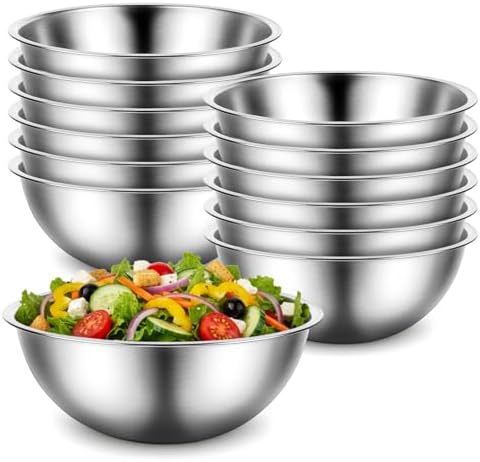 12 Pcs Stainless Steel Mixing Bowls with Graduations, Stainless Steel