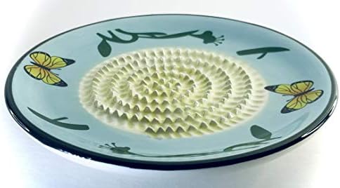 BonCera, Ceramic Garlic Grater Plate 4-Piece Set - Blue Butterfly