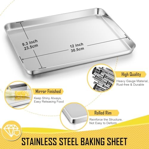 Joyfair 12.5” Baking Sheet Pan with Rack, Stainless Steel Toaster Oven
