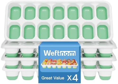 Ice Cube Tray, Ice Cube Trays for Freezer 4 Pack with Lids, Ice Tray