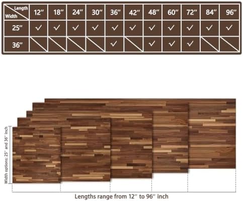 CONSDAN Walnut Butcher Block Countertop, 18" x 25" x 1.5"