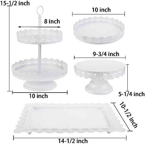 TOPZEA Set of 4 Cake Stands, White Metal Dessert Treat Table Display