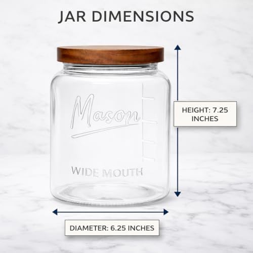 Kitchentoolz Half Gallon Glass Mason Jars with Airtight Push to Close