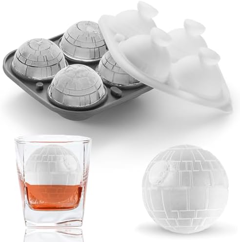 Nax Caki 3D Death Star Ice Cube Molds, Large Silicone Fun Shapes