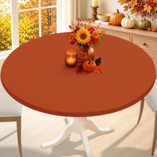 Smiry Round Spandex Tablecloth, Fitted Table Cover for 36"-44" Tables