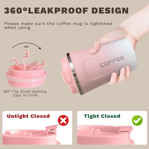 SPLMIFA Travel Coffee Mug Leak-Proof, Reusable Coffee Cups with Lids