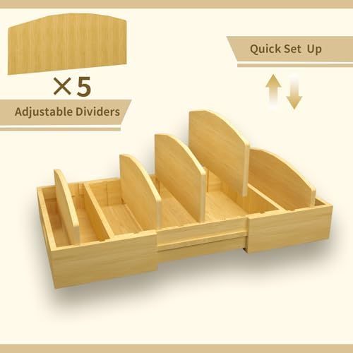 Lid Organizer for Cabinet – Bamboo Kitchen Storage for Plastic Lids