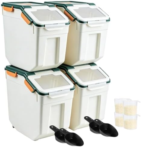 Saim 4 Pack 25lb Flour & Rice Storage Container Bin, Dark Blue