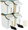 Saim 4 Pack 25lb Flour & Rice Storage Container Bin, Dark Blue
