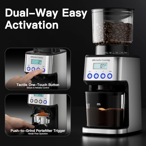 URintells Cuising Conical Burr Coffee Grinder, 51 Settings
