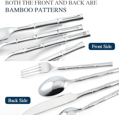Silverware Set 60-Piece Bamboo Pattern Service for 12