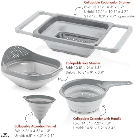 Collapsible Colanders for Kitchen | Strainer with Handle, Over Sink