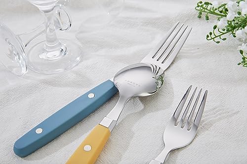 ANNOVA Silverware Set, Retro/Rivet Colorful Stainless Steel Tableware