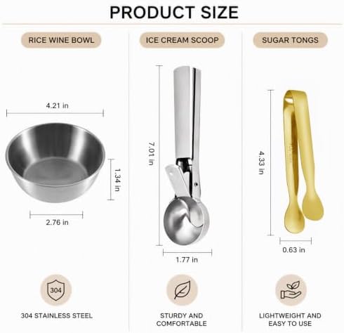 Ice Cream Scoop Set - Ice Tongs - Ice Cream Scoop - Stainless Steel