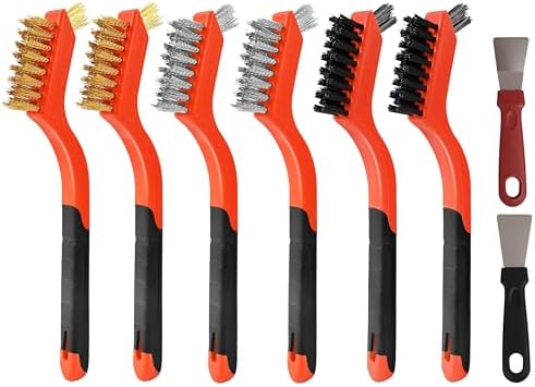6 Pieces Wire Brush Set, Nylon/Brass/Stainless Steel Bristles