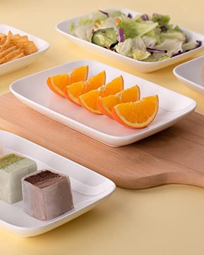 DELLING 8 Inch Rectangular Appetizer Plates Set of 6, Porcelain Salad
