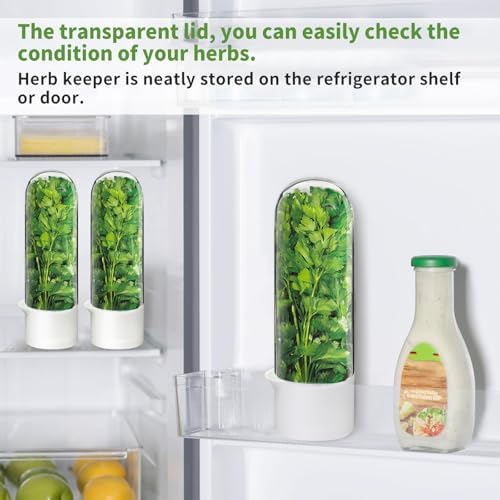 2PCS Herb Keeper Containers for Refrigerator