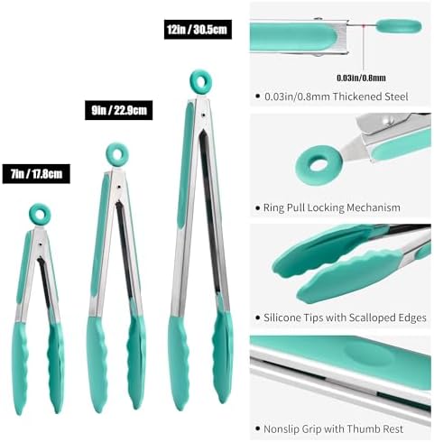 Doosu 600°F Heat Resistant Kitchen Food Tongs for Cooking with
