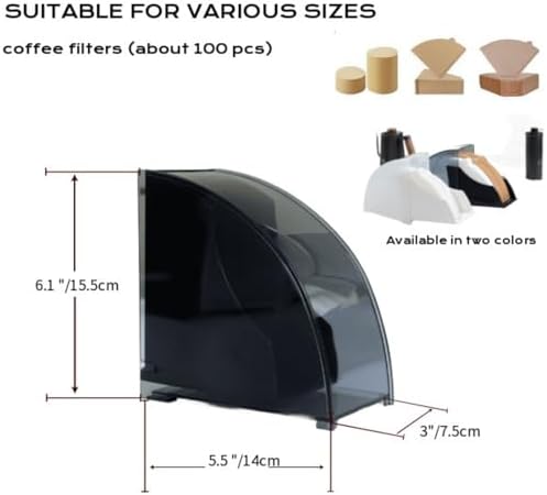 Cone Coffee Filter Holder with Lid, Filter Paper Storage Box Dustproof