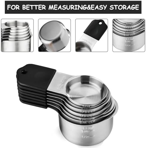 Magnetic Measuring Cups and Spoons Set of 16 Includes 7pcs Stainless