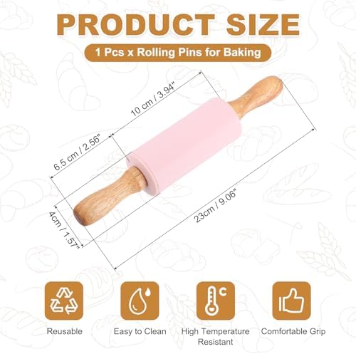 uxcell Rolling Pins for Baking, 9 Inch Silicone Non-Stick Rolling Pin