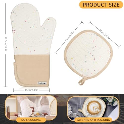 Cream Silicone Oven Mitts, 500°F