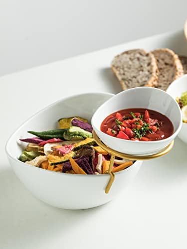 Miamolo 2 Tier Serving Bowl Set and Removable Rack for Chip and Dip