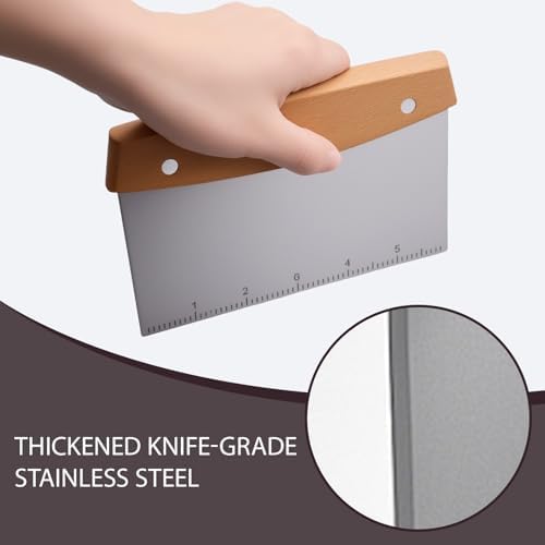 Heran Stainless Steel Bench Scraper with Comfortable Wood Handle