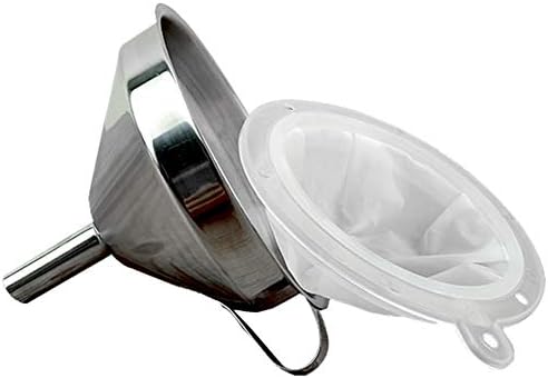 Stainless Steel Funnel with Fine Mesh Strainer, 5-Inch Metal Hopper