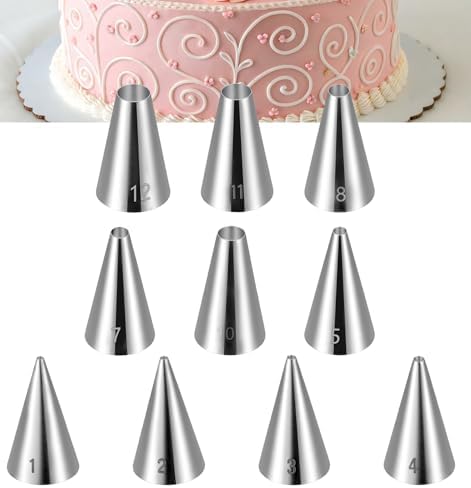 10Pcs Wilton Tips, 10 Sizes Wilton Round Piping Tips for Cookies