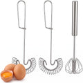 3 Pack Stainless Steel Egg Whisk Versatile Easy Whisk Hand Push Rotary